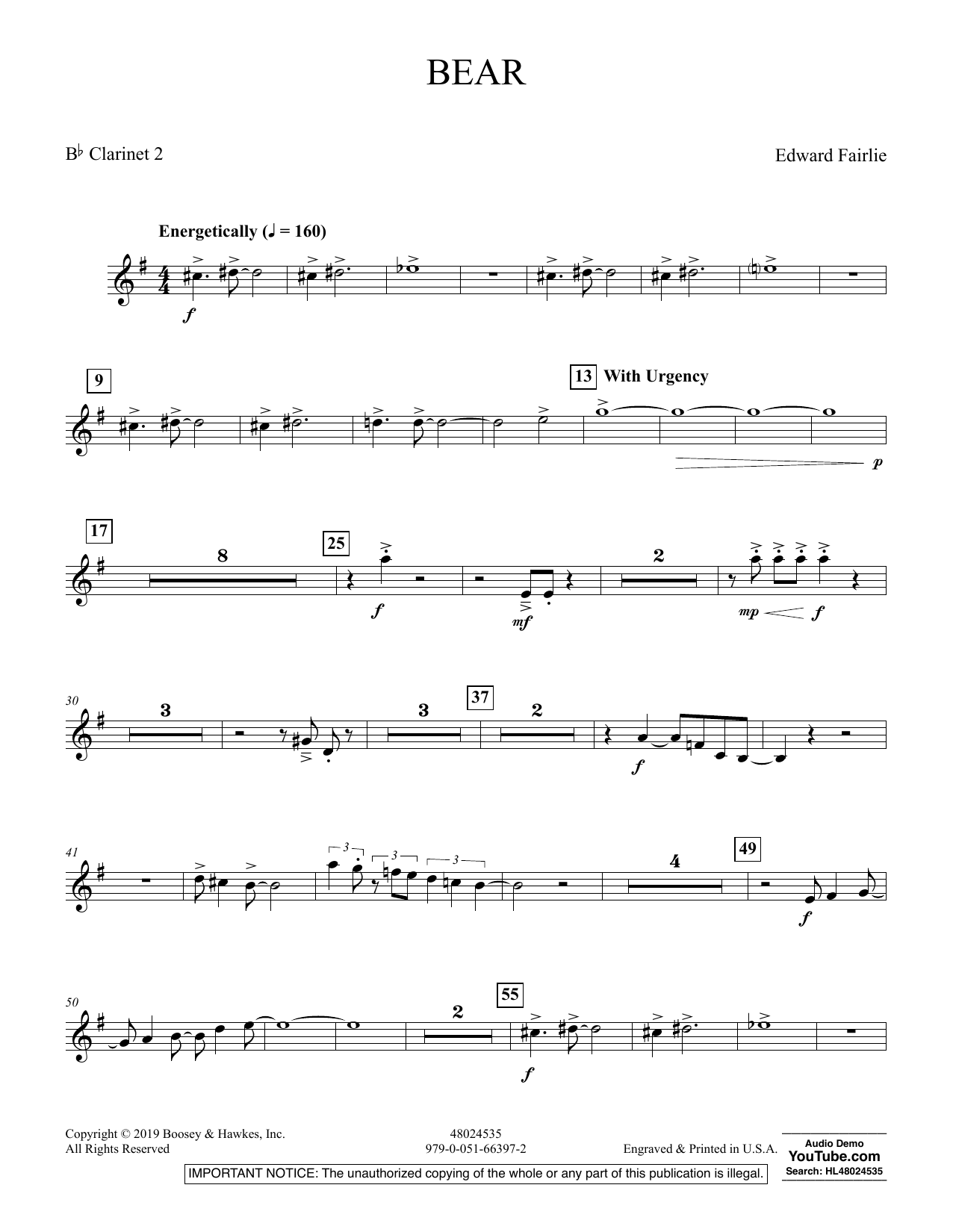 Learn to play Edward Fairlie Bear - Bb Clarinet 2 sheet music for Concert Band in minutes. Edward Fairlie Bear - Bb Clarinet 2 sheet music preview music notes and score for Concert Band including 2 page(s)