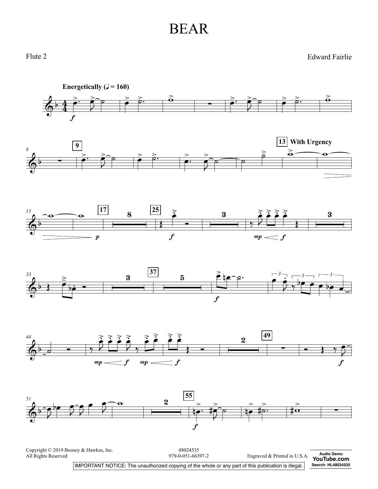 Learn to play Edward Fairlie Bear - Flute 2 sheet music for Concert Band in minutes. Edward Fairlie Bear - Flute 2 sheet music preview music notes and score for Concert Band including 2 page(s)