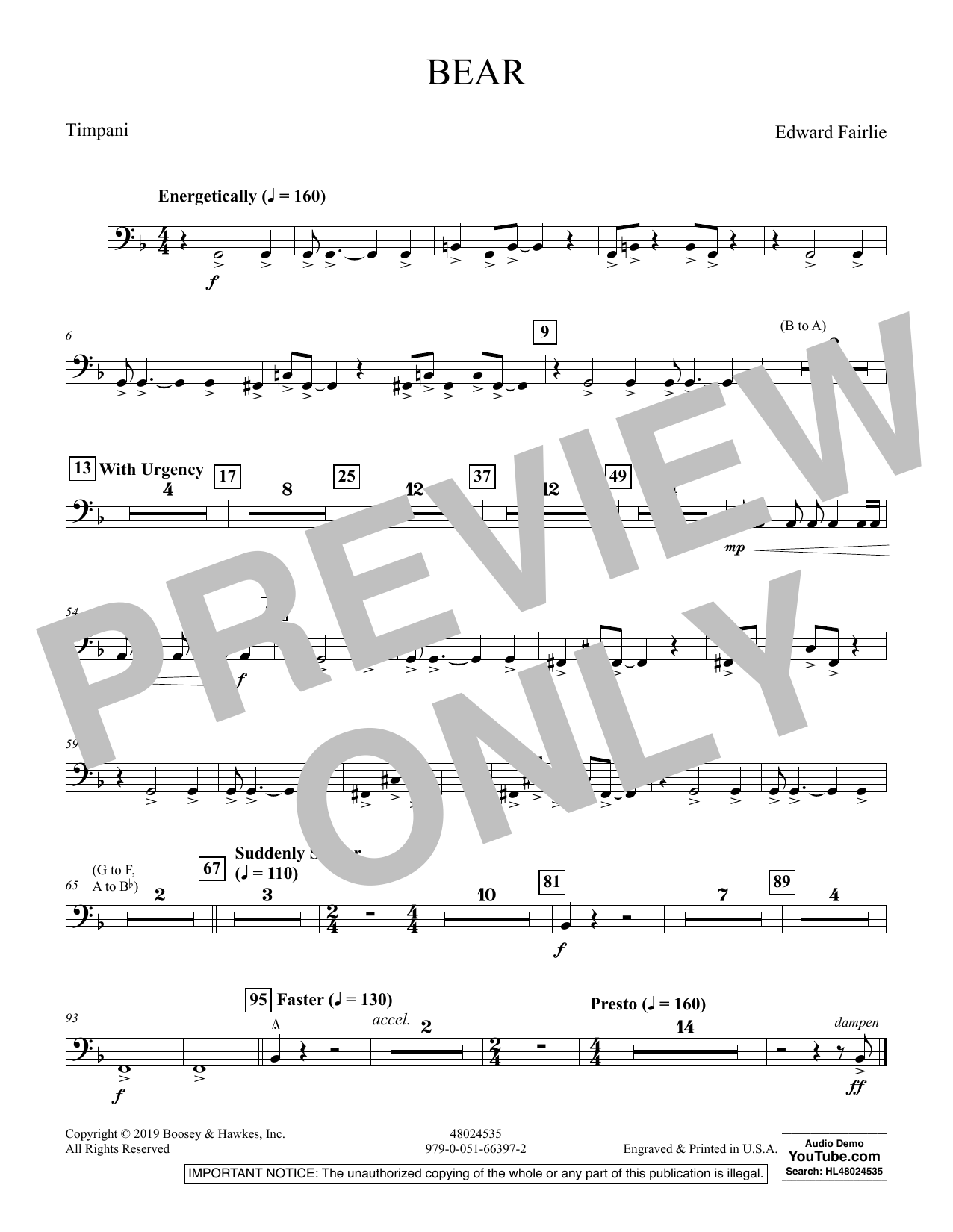 Learn to play Edward Fairlie Bear - Timpani sheet music for Concert Band in minutes. Edward Fairlie Bear - Timpani sheet music preview music notes and score for Concert Band including 1 page(s)