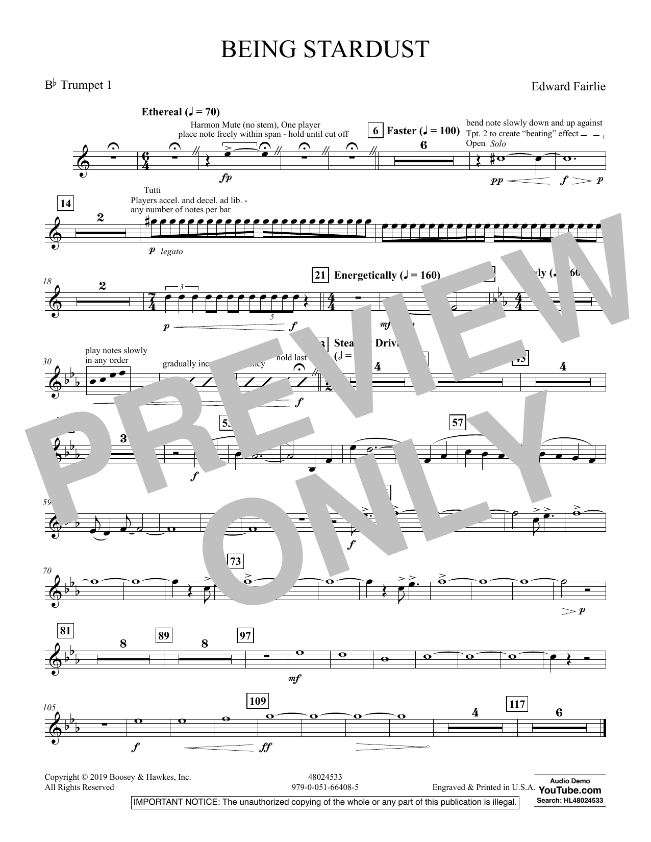 Learn to play Edward Fairlie Being Stardust - Bb Trumpet 1 sheet music for Concert Band in minutes. Edward Fairlie Being Stardust - Bb Trumpet 1 sheet music preview music notes and score for Concert Band including 1 page(s)
