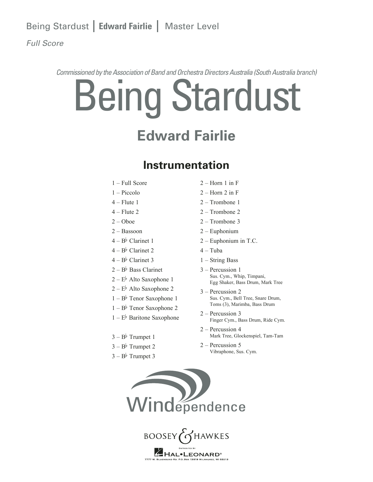 Edward Fairlie Being Stardust - Conductor Score (Full Score) sheet music preview music notes and score for Concert Band including 19 page(s)