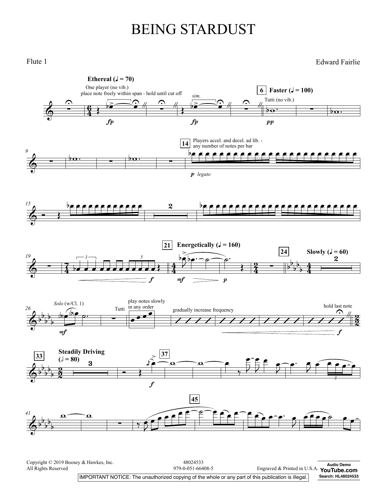 Learn to play Edward Fairlie Being Stardust - Flute 1 sheet music for Concert Band in minutes. Edward Fairlie Being Stardust - Flute 1 sheet music preview music notes and score for Concert Band including 2 page(s)