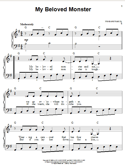Learn to play Eels My Beloved Monster sheet music for Easy Piano in minutes. Eels My Beloved Monster sheet music preview music notes and score for Easy Piano including 2 page(s)