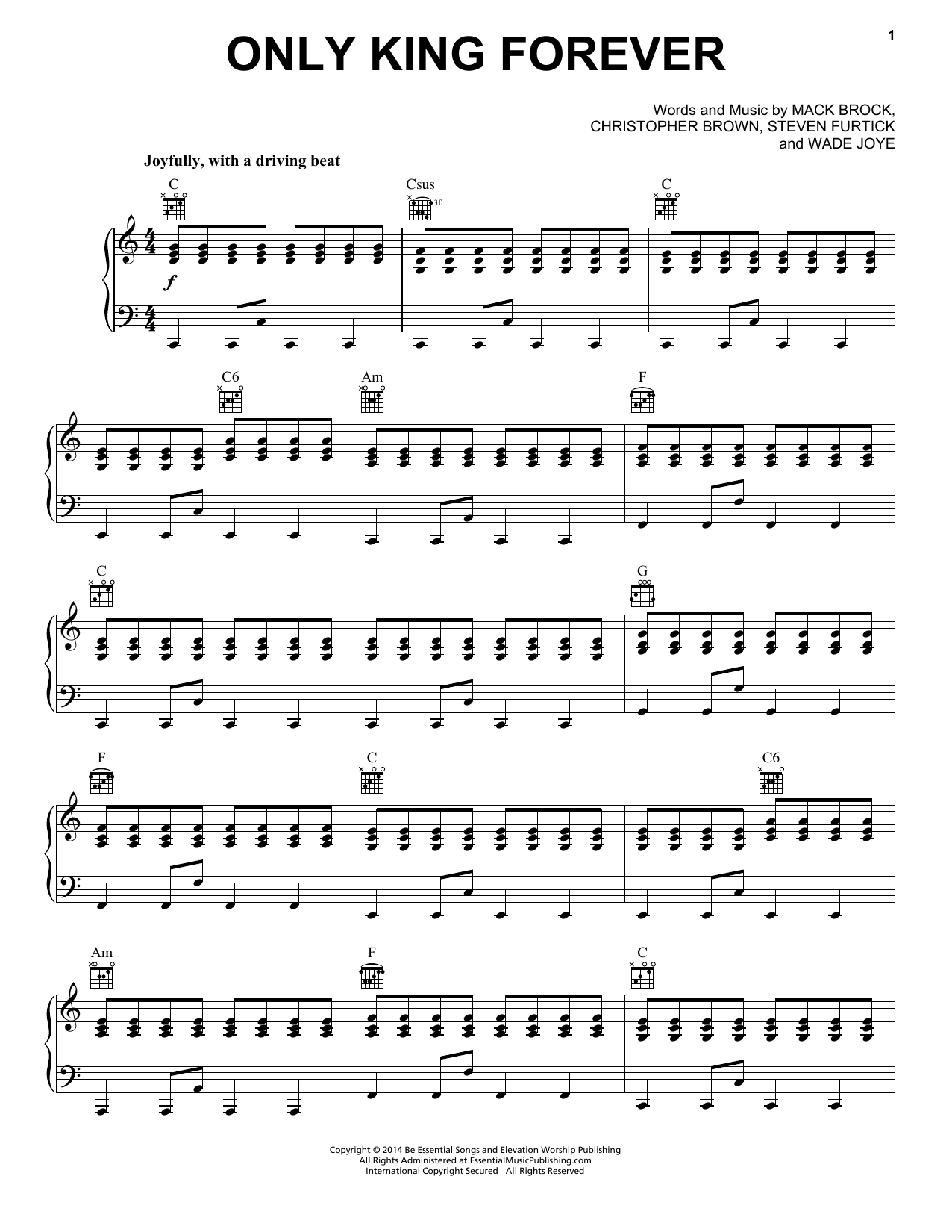 Mack Brock Only King Forever sheet music, chords, lyrics - Printable PDF for Piano, Vocal & Guitar (Right-Hand Melody)