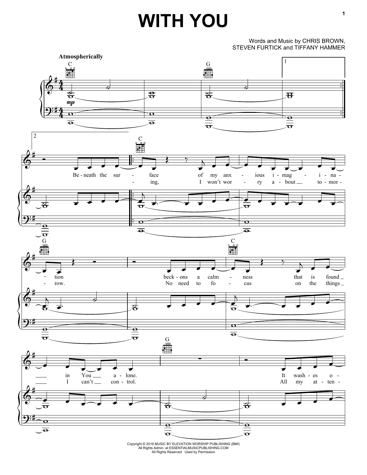 Learn to play Elevation Worship With You sheet music for Piano, Vocal & Guitar (Right-Hand Melody) in minutes. Elevation Worship With You sheet music preview music notes and score for Piano, Vocal & Guitar (Right-Hand Melody) including 5 page(s)