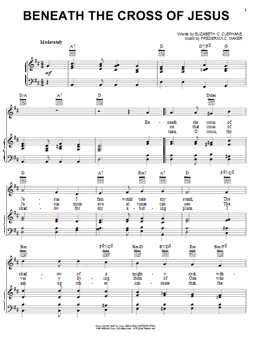 Learn to play Elizabeth Cecilia Dou Clephane Beneath The Cross Of Jesus sheet music for Piano, Vocal & Guitar (Right-Hand Melody) in minutes. Elizabeth Cecilia Dou Clephane Beneath The Cross Of Jesus sheet music notes and chords