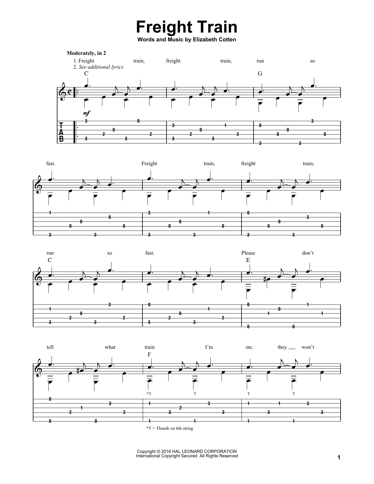 Learn to play Elizabeth Cotten Freight Train sheet music for Easy Piano in minutes. Elizabeth Cotten Freight Train sheet music preview music notes and score for Easy Piano including 2 page(s)