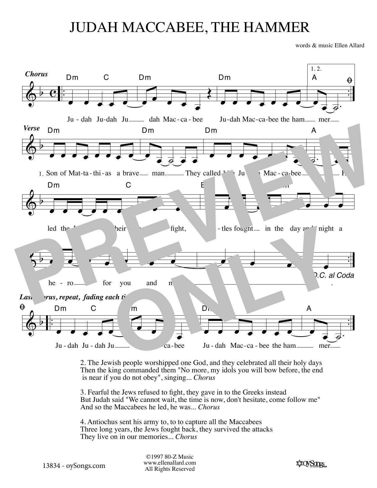 Ellen Allard Judah Macabee Sheet Music Download Printable Pdf Music Notes Score Chords 189036