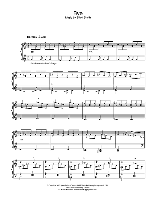 Learn to play Elliott Smith Bye sheet music for Piano in minutes. Elliott Smith Bye sheet music notes and chords