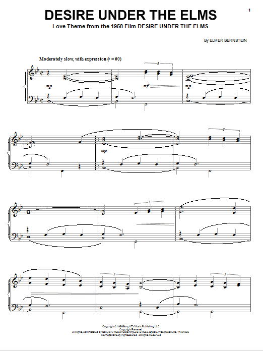 Learn to play Elmer Bernstein Desire Under The Elms sheet music for Piano in minutes. Elmer Bernstein Desire Under The Elms sheet music preview music notes and score for Piano including 3 page(s)