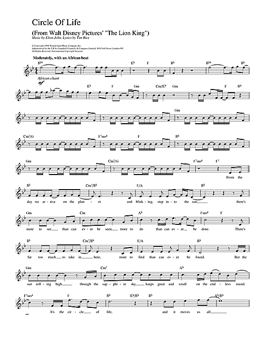 Learn to play Elton John Circle Of Life sheet music for Guitar Tab in minutes. Elton John Circle Of Life sheet music preview music notes and score for Guitar Tab including 4 page(s)