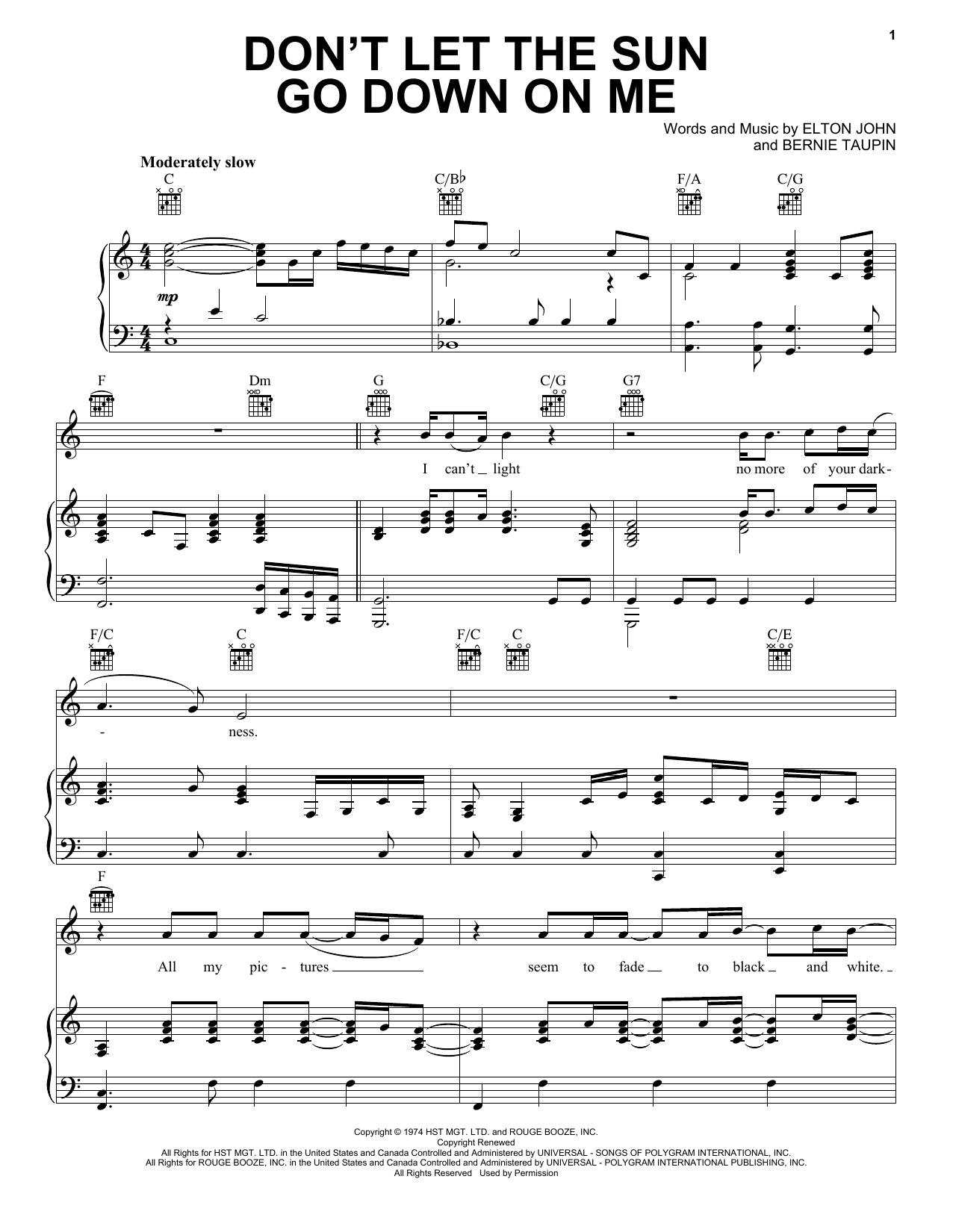 Learn to play Elton John Don't Let The Sun Go Down On Me sheet music for Easy Piano in minutes. Elton John Don't Let The Sun Go Down On Me sheet music notes and chords