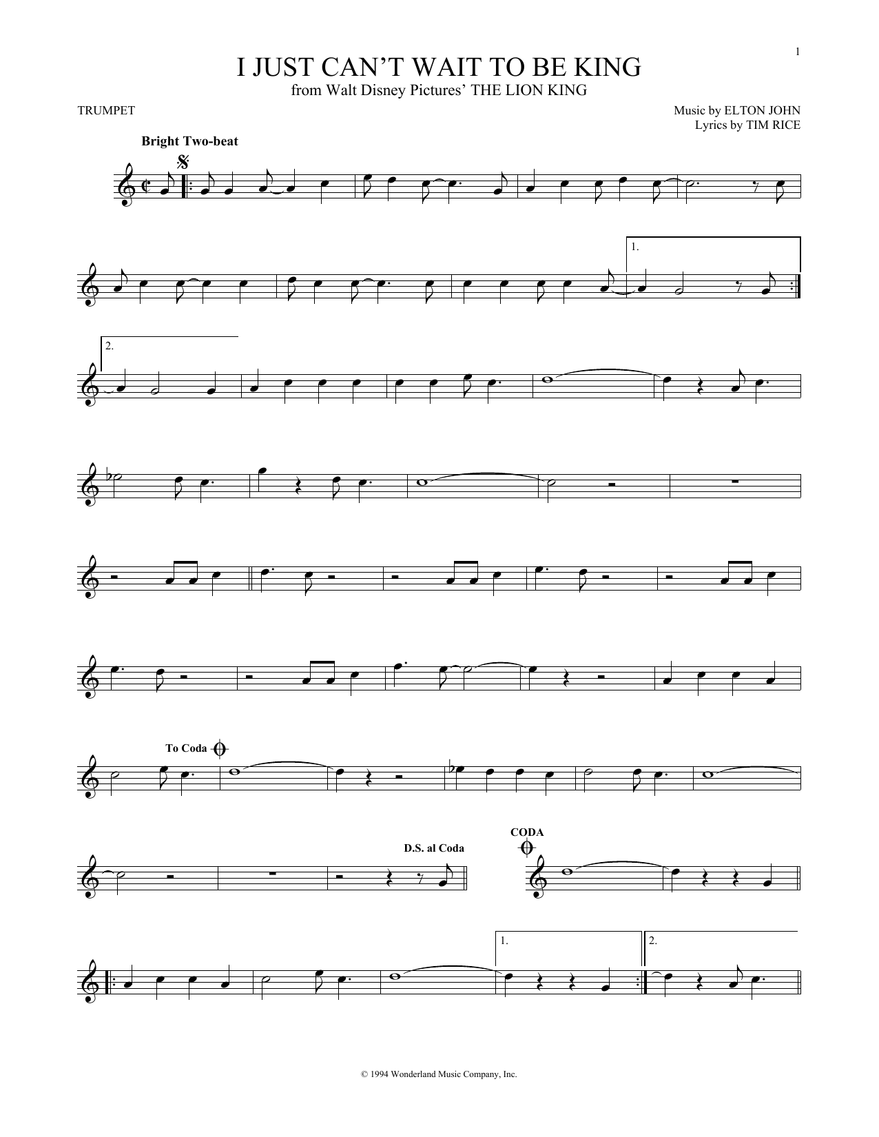 Learn to play Elton John I Just Can't Wait To Be King sheet music for Piano, Vocal & Guitar (Right-Hand Melody) in minutes. Elton John I Just Can't Wait To Be King sheet music preview music notes and score for Piano, Vocal & Guitar (Right-Hand Melody) including 7 page(s)