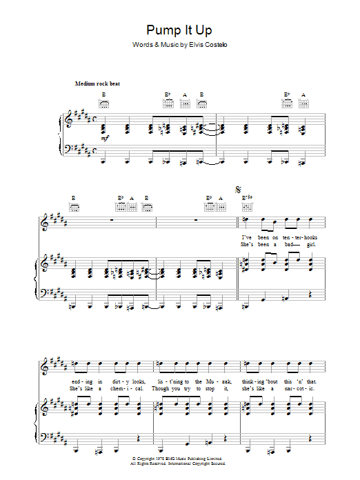 Learn to play Elvis Costello Pump It Up sheet music for Drums Transcription in minutes. Elvis Costello Pump It Up sheet music preview music notes and score for Drums Transcription including 1 page(s)