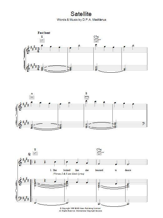 Learn to play Elvis Costello Satellite sheet music for Piano, Vocal & Guitar (Right-Hand Melody) in minutes. Elvis Costello Satellite sheet music preview music notes and score for Piano, Vocal & Guitar (Right-Hand Melody) including 15 page(s)