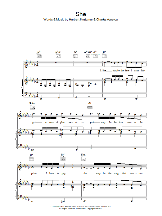 Learn to play Elvis Costello She sheet music for Piano in minutes. Elvis Costello She sheet music preview music notes and score for Piano including 2 page(s)