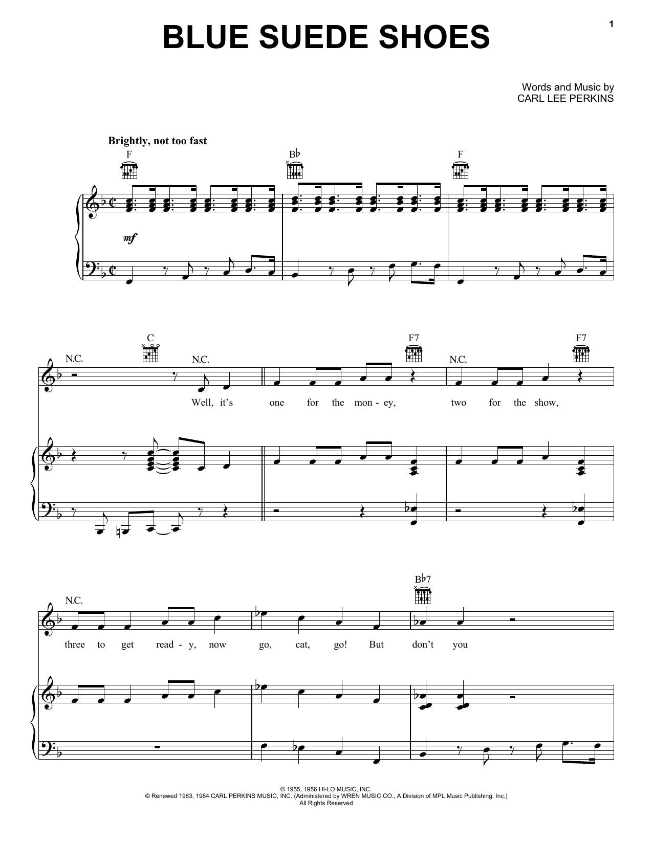Learn to play Elvis Presley Blue Suede Shoes sheet music for Piano, Vocal & Guitar (Right-Hand Melody) in minutes. Elvis Presley Blue Suede Shoes sheet music notes and chords