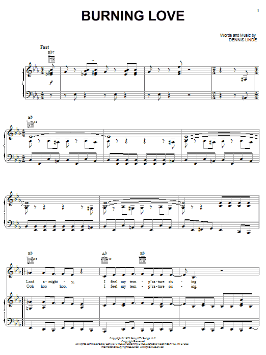 Learn to play Elvis Presley Burning Love sheet music for Piano, Vocal & Guitar in minutes. Elvis Presley Burning Love sheet music notes and chords