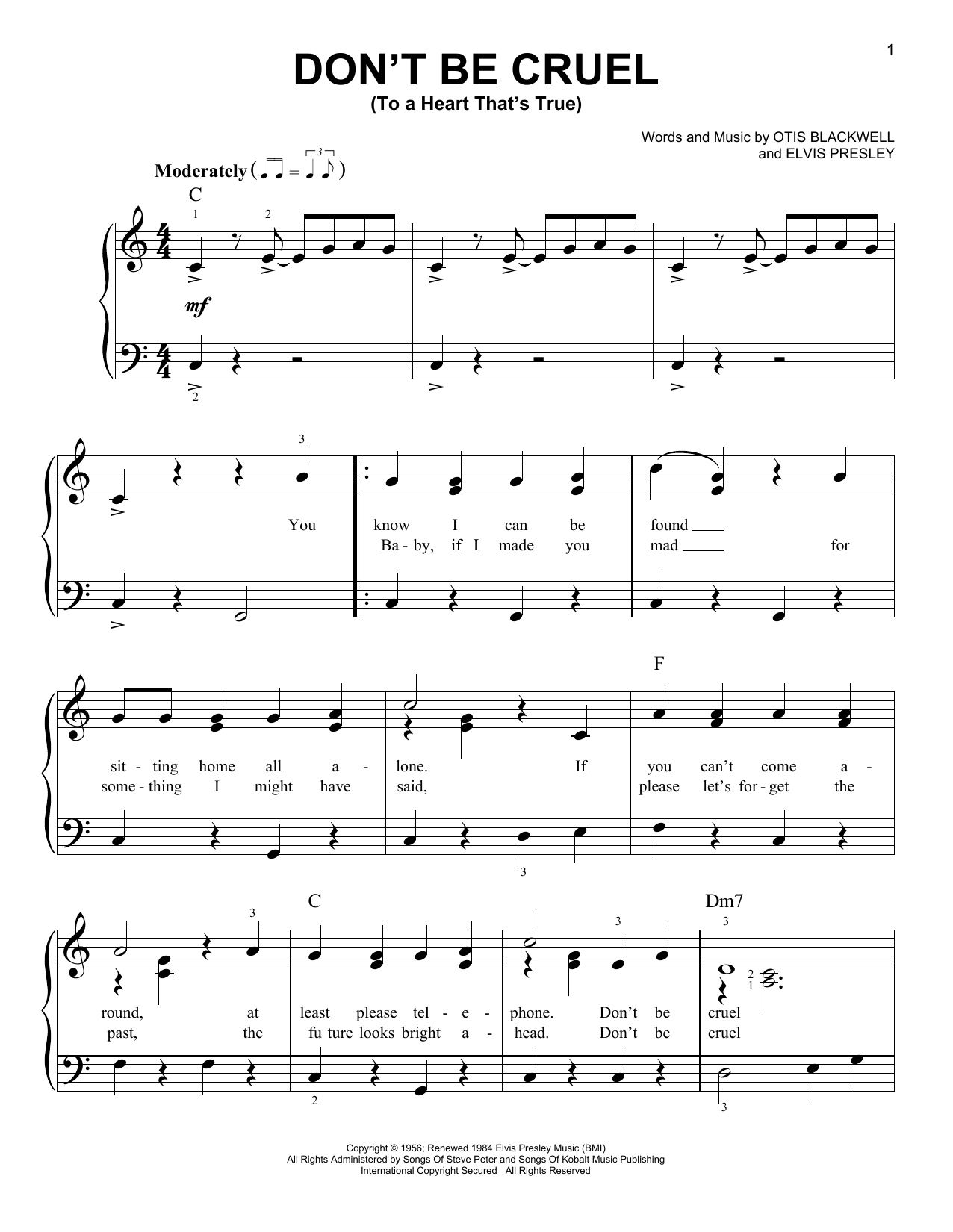 Learn to play Elvis Presley Don't Be Cruel (To A Heart That's True) sheet music for Piano, Vocal & Guitar (Right-Hand Melody) in minutes. Elvis Presley Don't Be Cruel (To A Heart That's True) sheet music notes and chords
