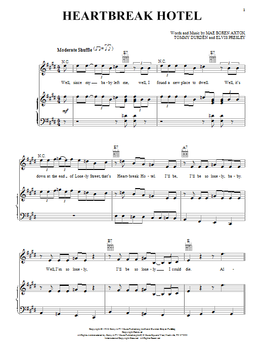 Learn to play Elvis Presley Heartbreak Hotel sheet music for Guitar Tab in minutes. Elvis Presley Heartbreak Hotel sheet music notes and chords