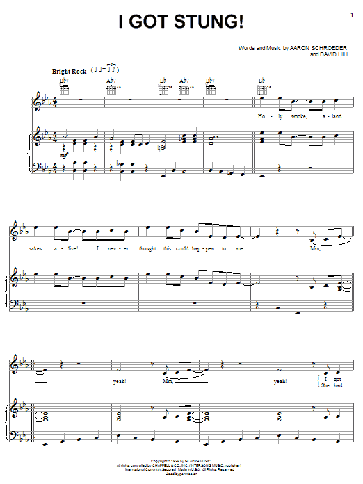 Learn to play Elvis Presley I Got Stung sheet music for Piano, Vocal & Guitar (Right-Hand Melody) in minutes. Elvis Presley I Got Stung sheet music notes and chords