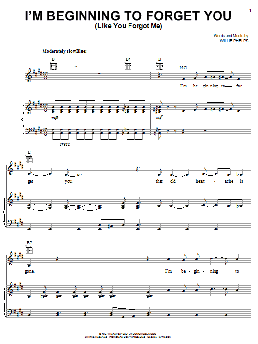Learn to play Elvis Presley I'm Beginning To Forget You (Like You Forgot Me) sheet music for Piano, Vocal & Guitar (Right-Hand Melody) in minutes. Elvis Presley I'm Beginning To Forget You (Like You Forgot Me) sheet music notes and chords