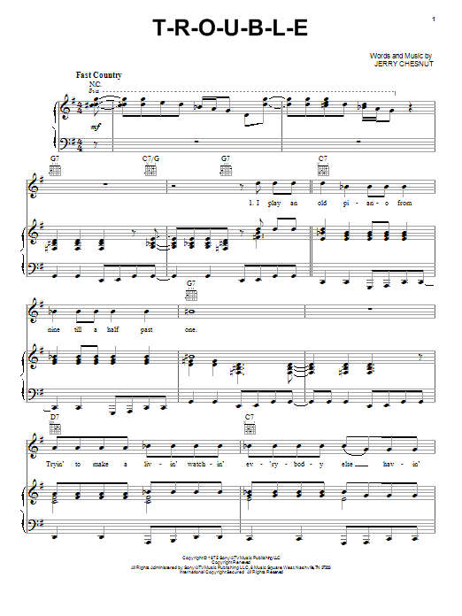 Learn to play Elvis Presley T-R-O-U-B-L-E sheet music for Piano, Vocal & Guitar (Right-Hand Melody) in minutes. Elvis Presley T-R-O-U-B-L-E sheet music notes and chords