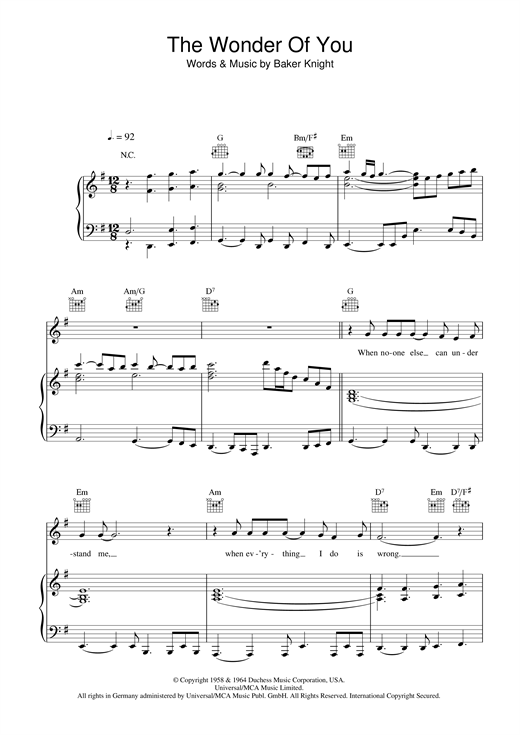 Learn to play Elvis Presley The Wonder Of You sheet music for Piano, Vocal & Guitar in minutes. Elvis Presley The Wonder Of You sheet music notes and chords