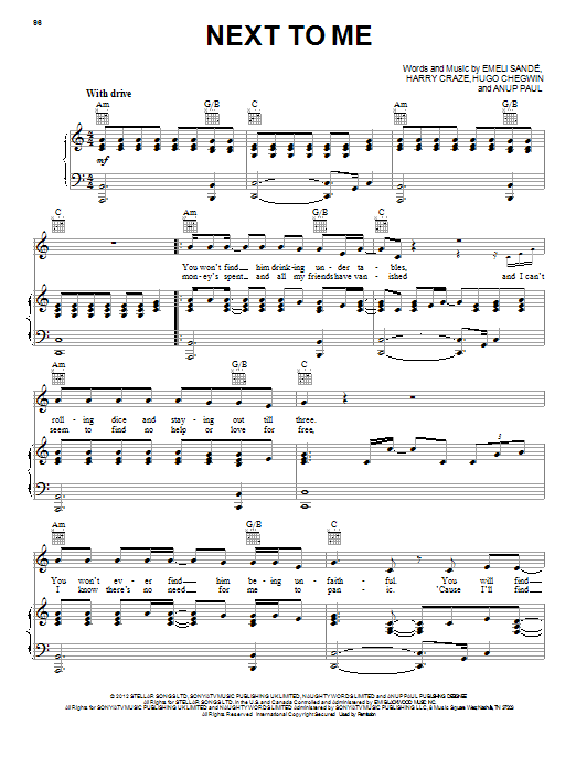 Learn to play Emeli Sandé Next To Me sheet music for Piano in minutes. Emeli Sandé Next To Me sheet music notes and chords
