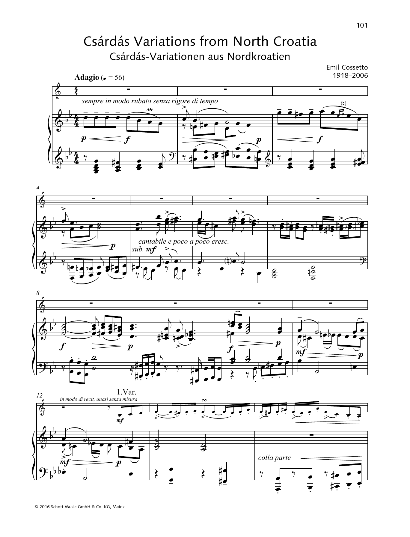 Learn to play Emil Cossetto Csšrdšs Variations from North Croatia sheet music for Woodwind Solo in minutes. Emil Cossetto Csšrdšs Variations from North Croatia sheet music preview music notes and score for Woodwind Solo including 17 page(s)