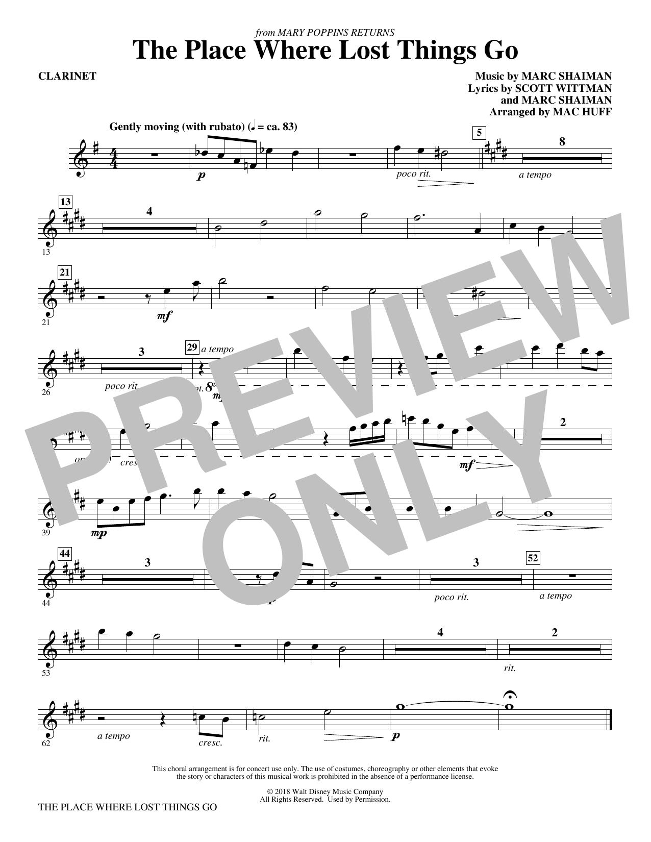 Learn to play Emily Blunt The Place Where Lost Things Go (from Mary Poppins Returns) (arr. Mac Huff) - Clarinet sheet music for Choir Instrumental Pak in minutes. Emily Blunt The Place Where Lost Things Go (from Mary Poppins Returns) (arr. Mac Huff) - Clarinet sheet music preview music notes and score for Choir Instrumental Pak including 1 page(s)