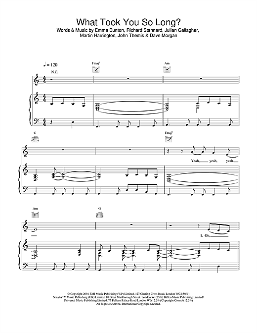 Learn to play Emma Bunton What Took You So Long? sheet music for Piano, Vocal & Guitar (Right-Hand Melody) in minutes. Emma Bunton What Took You So Long? sheet music notes and chords