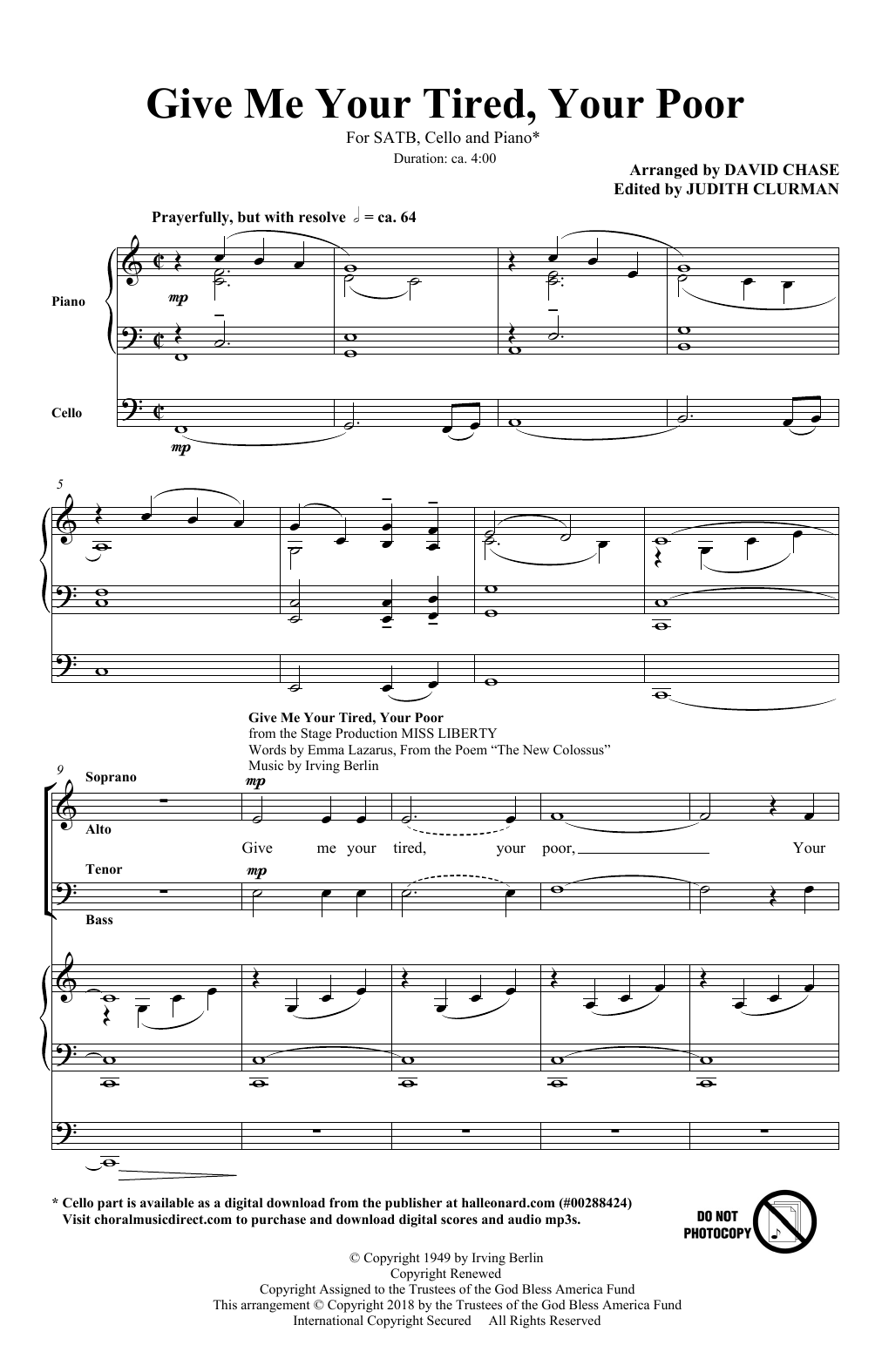 Learn to play Emma Lazarus and Irving Berlin Give Me Your Tired, Your Poor (with Emma Lazarus and Irving Berlin Give Me Your Tired, Your Poor (with