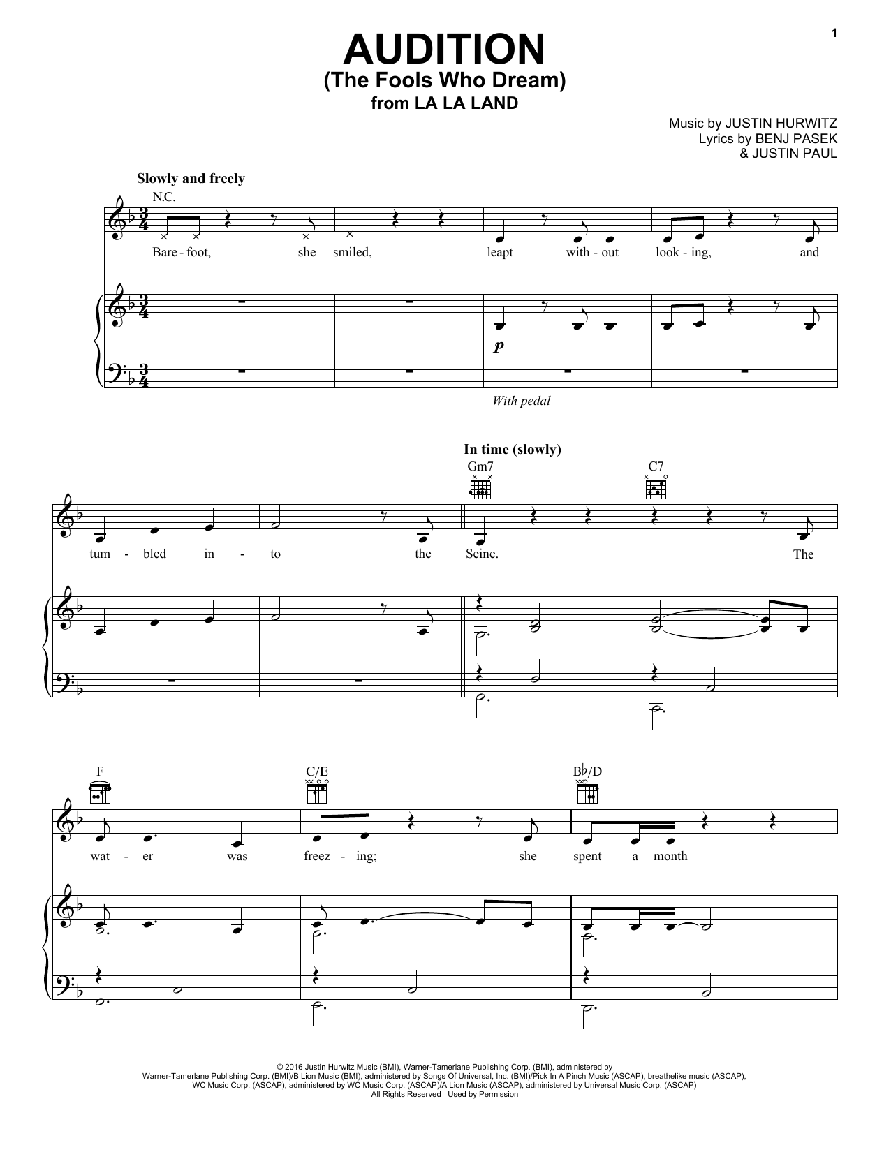 Learn to play Emma Stone Audition (The Fools Who Dream) (from La La Land) sheet music for E-Z Play Today in minutes. Emma Stone Audition (The Fools Who Dream) (from La La Land) sheet music preview music notes and score for E-Z Play Today including 6 page(s)