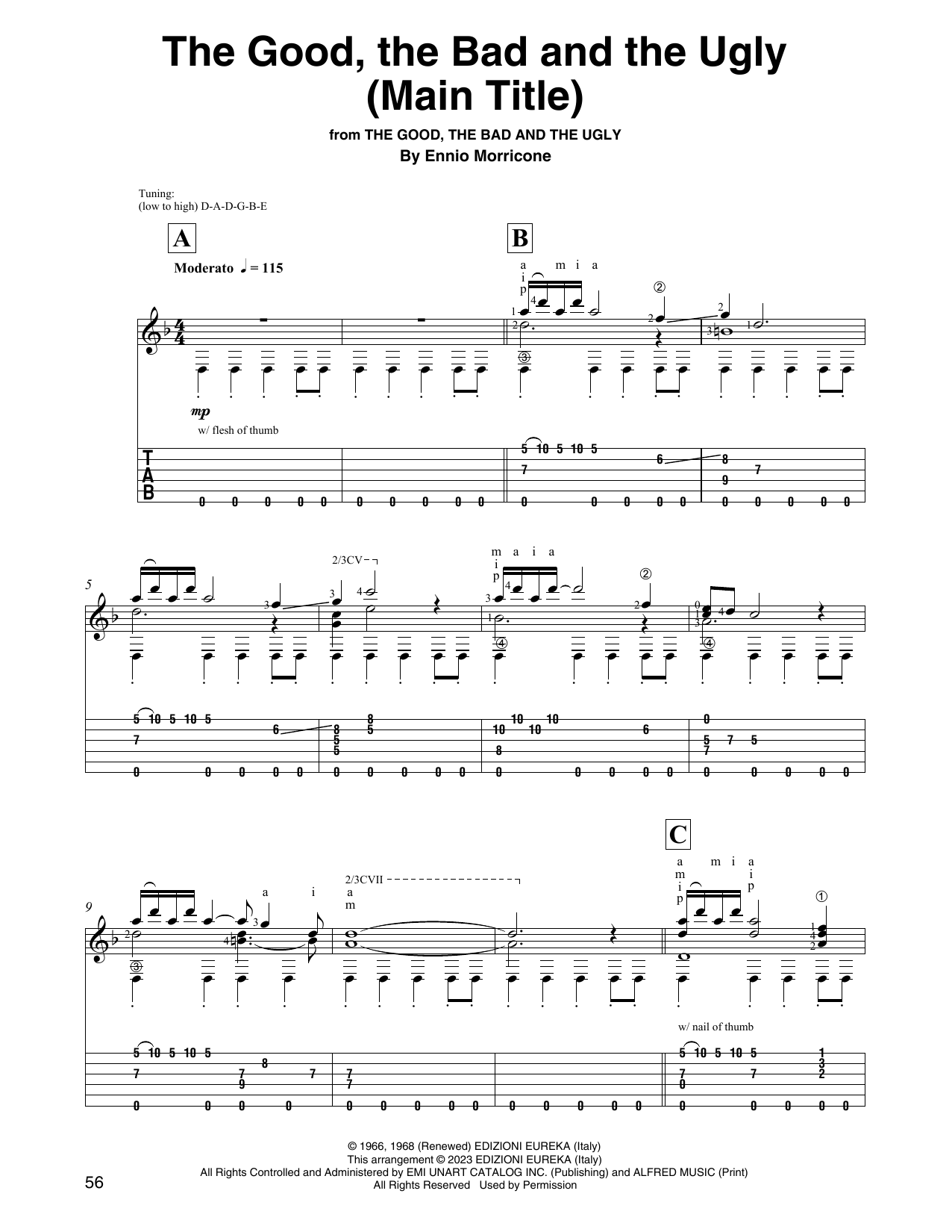 Ennio Morricone The Good, The Bad And The Ugly (Main Title) sheet music, chords, lyrics - Printable PDF for Solo Guitar