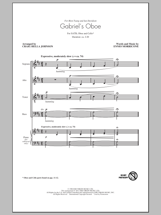 Craig Hella Johnson Gabriel's Oboe sheet music preview music notes and score for SATB including 11 page(s)