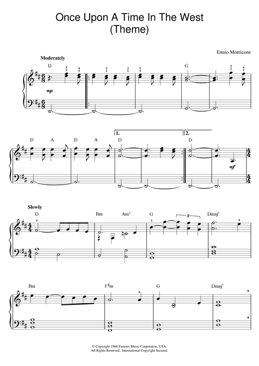 Learn to play Ennio Morricone Once Upon A Time In The West (Theme) sheet music for Piano in minutes. Ennio Morricone Once Upon A Time In The West (Theme) sheet music notes and chords