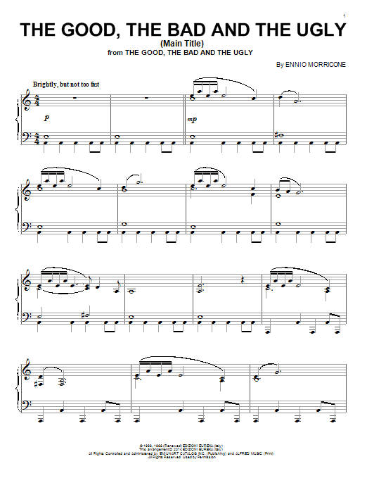 Learn to play Ennio Morricone The Good, The Bad And The Ugly (Main Title) sheet music for Piano in minutes. Ennio Morricone The Good, The Bad And The Ugly (Main Title) sheet music notes and chords