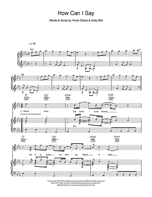 Learn to play Erasure How Can I Say sheet music for Piano, Vocal & Guitar (Right-Hand Melody) in minutes. Erasure How Can I Say sheet music notes and chords