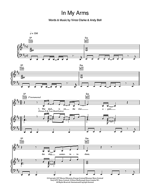 Learn to play Erasure In My Arms sheet music for Piano, Vocal & Guitar (Right-Hand Melody) in minutes. Erasure In My Arms sheet music notes and chords
