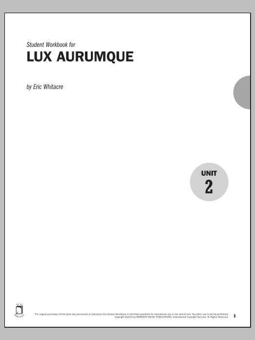 Eric Whitacre Guides to Band Masterworks, Vol. 4 - Student Workbook - Lux Aurumque sheet music, chords, lyrics - Printable PDF for Instrumental Method