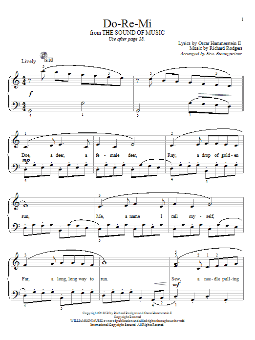 Learn to play Rodgers & Hammerstein Do-Re-Mi sheet music for Easy Piano in minutes. Rodgers & Hammerstein Do-Re-Mi sheet music preview music notes and score for Easy Piano including 3 page(s)