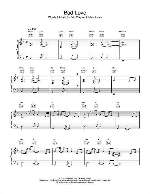 Learn to play Eric Clapton Bad Love sheet music for Guitar Tab in minutes. Eric Clapton Bad Love sheet music notes and chords