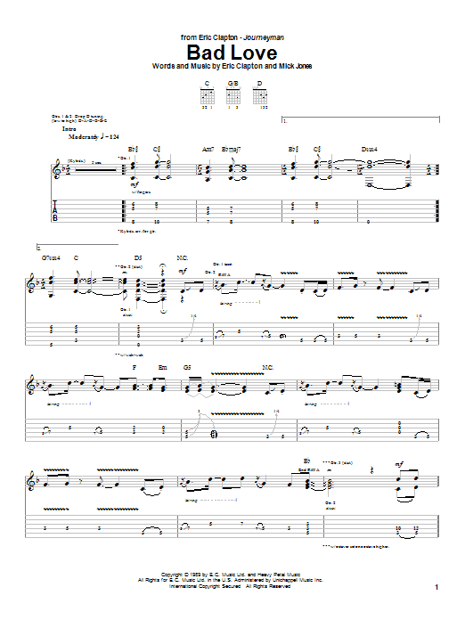 Learn to play Eric Clapton Bad Love sheet music for Piano, Vocal & Guitar (Right-Hand Melody) in minutes. Eric Clapton Bad Love sheet music notes and chords