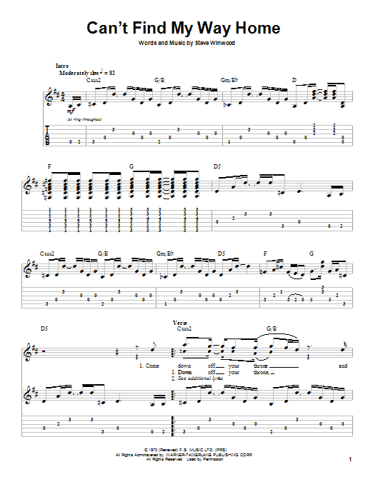Learn to play Eric Clapton Can't Find My Way Home sheet music for Guitar Tab in minutes. Eric Clapton Can't Find My Way Home sheet music preview music notes and score for Guitar Tab including 9 page(s)