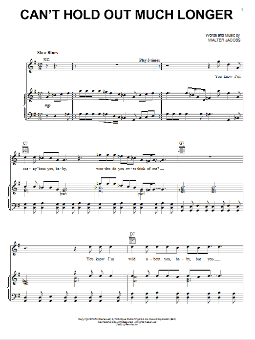 Learn to play Eric Clapton Can't Hold Out Much Longer sheet music for Piano, Vocal & Guitar (Right-Hand Melody) in minutes. Eric Clapton Can't Hold Out Much Longer sheet music notes and chords