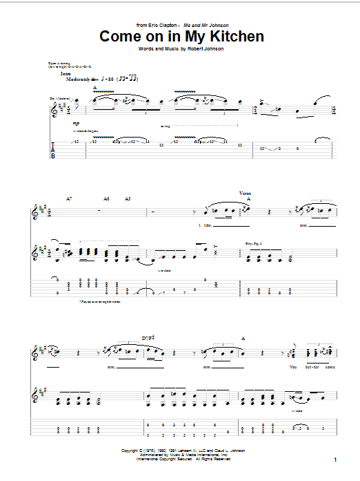 Learn to play Eric Clapton Come On In My Kitchen sheet music for Guitar Tab in minutes. Eric Clapton Come On In My Kitchen sheet music preview music notes and score for Guitar Tab including 4 page(s)
