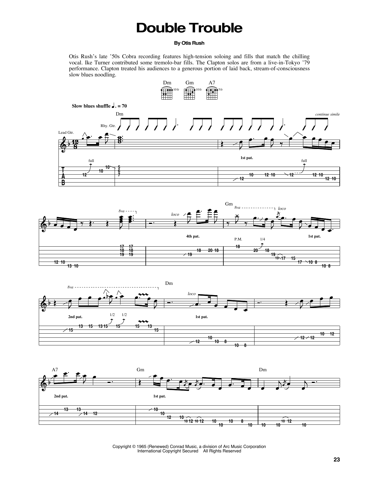 Learn to play Eric Clapton Double Trouble sheet music for Guitar Tab in minutes. Eric Clapton Double Trouble sheet music notes and chords