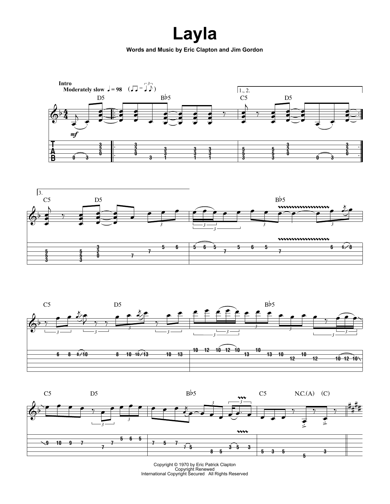 Learn to play Eric Clapton Layla sheet music for Guitar Tab in minutes. Eric Clapton Layla sheet music preview music notes and score for Guitar Tab including 7 page(s)