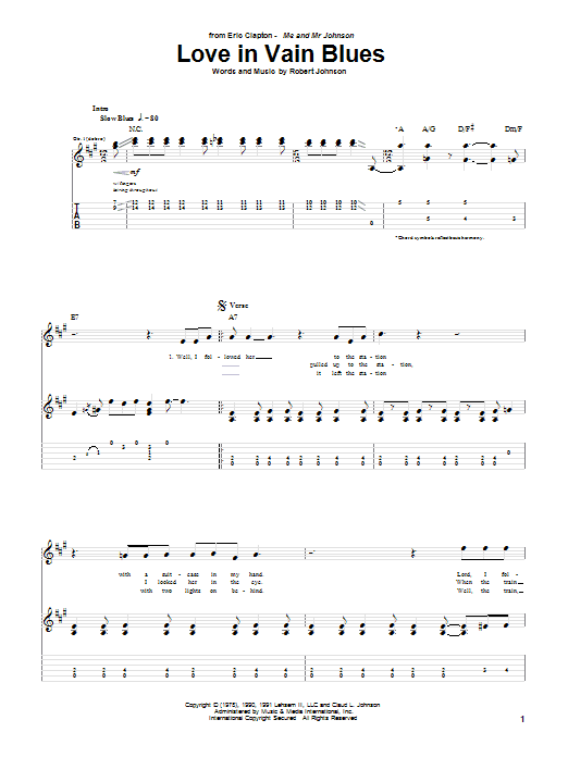 Learn to play Eric Clapton Love In Vain Blues sheet music for Guitar Tab in minutes. Eric Clapton Love In Vain Blues sheet music preview music notes and score for Guitar Tab including 6 page(s)